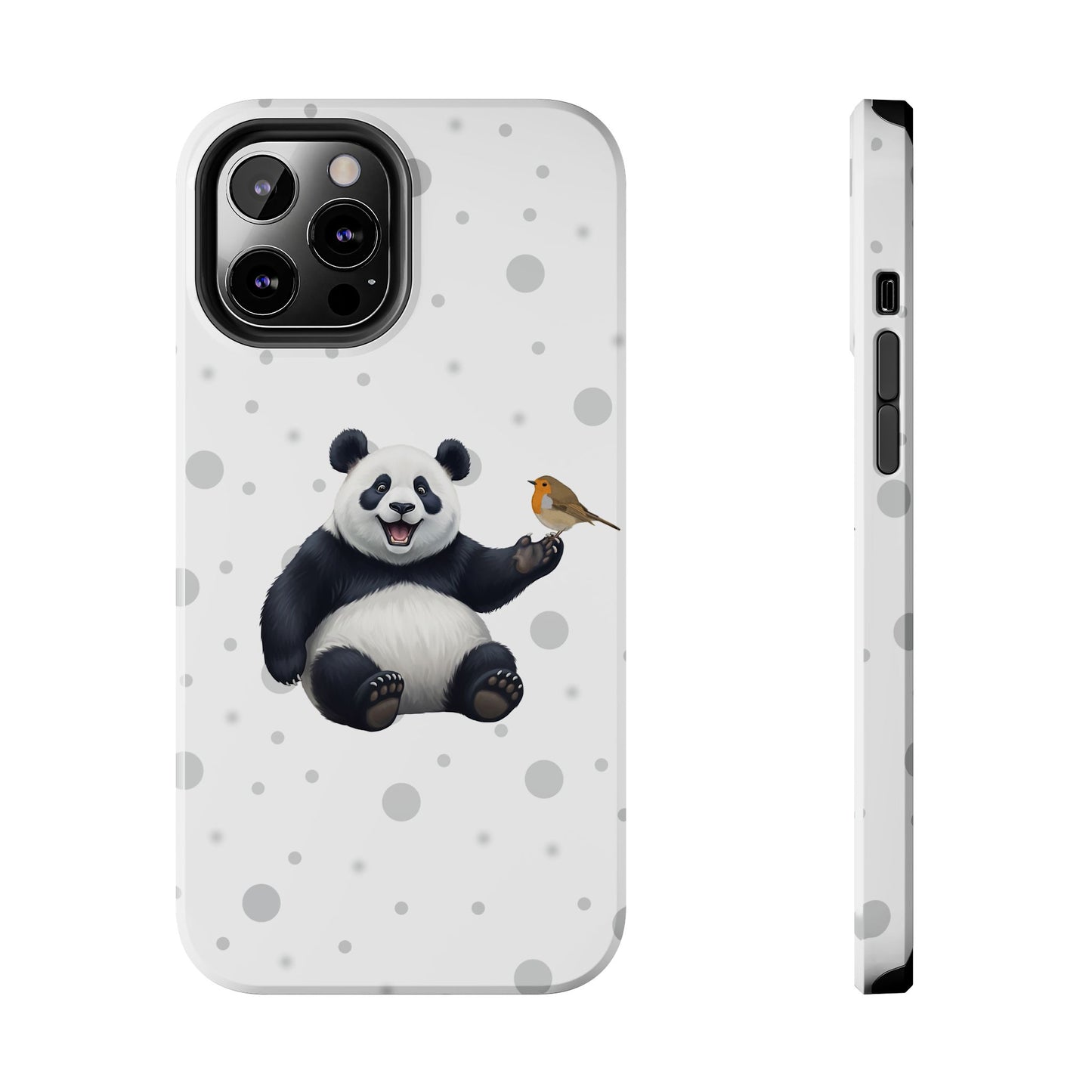 Cute Panda Bear with European Robin Animal iPhone Case - Dual-Layer PC/TPU Protective Cover for iPhone