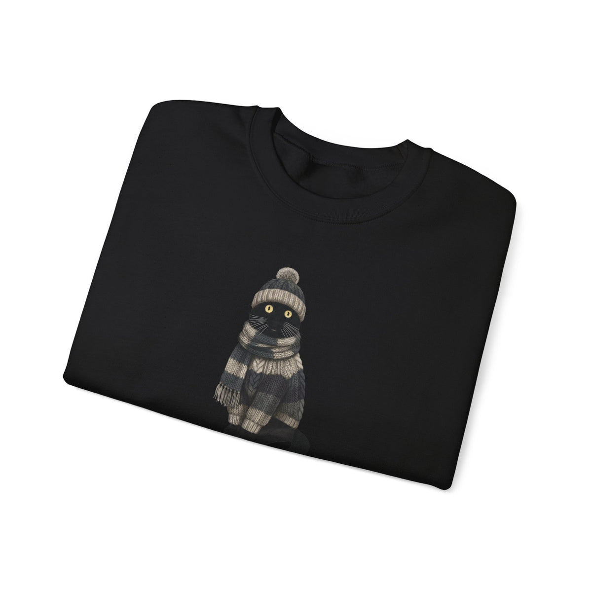 Cat Winter Sweatshirt | Cat Lover Crewneck | Unisex Cat Wearing Knit Gift