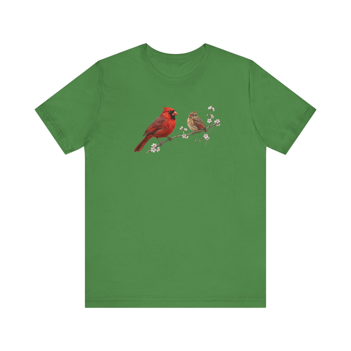 Northern Cardinal & Fledgling T-Shirt | Spring Blossoms Unisex Graphic Tee
