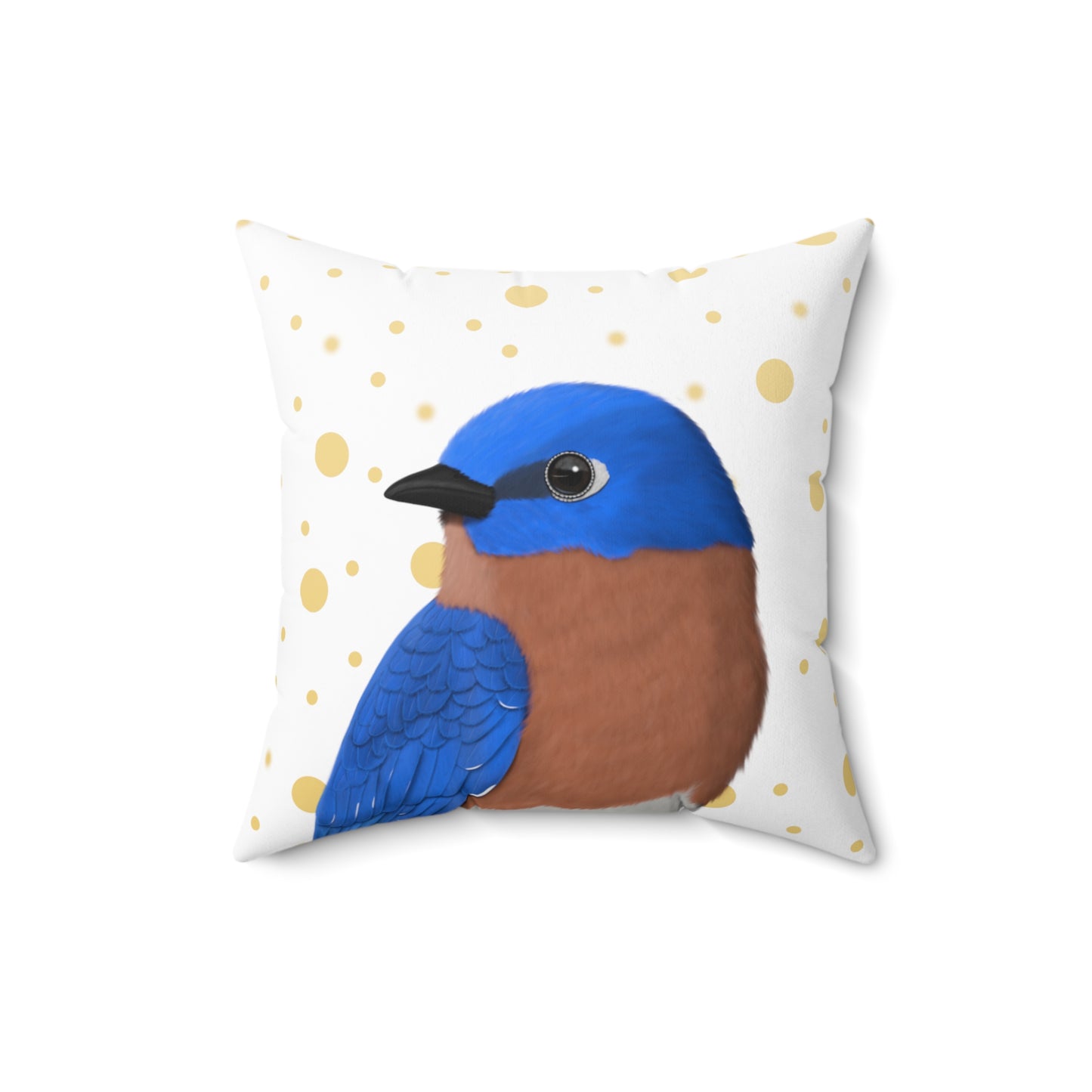 Bluebird Golden Dots Birdlover Bird Throw Pillow 16"x16" White