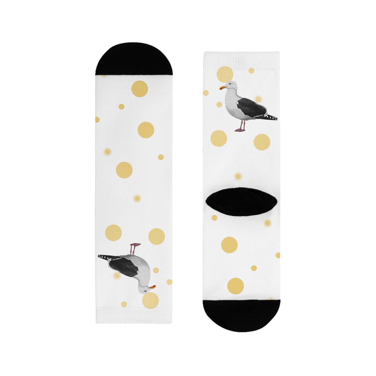 Möwe Vogel Socken mit Goldenen Punkten für Vogelfreunde & Vogelbeobachter Weiß