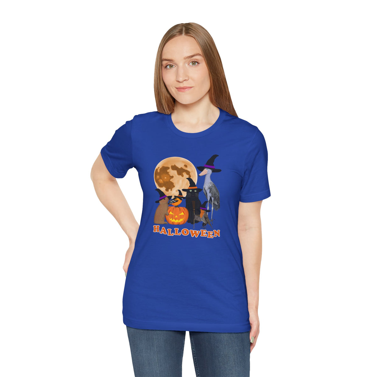 Baltimore Oriole Robin Shoebill with Cat and Bunny Halloween Bird T-Shirt