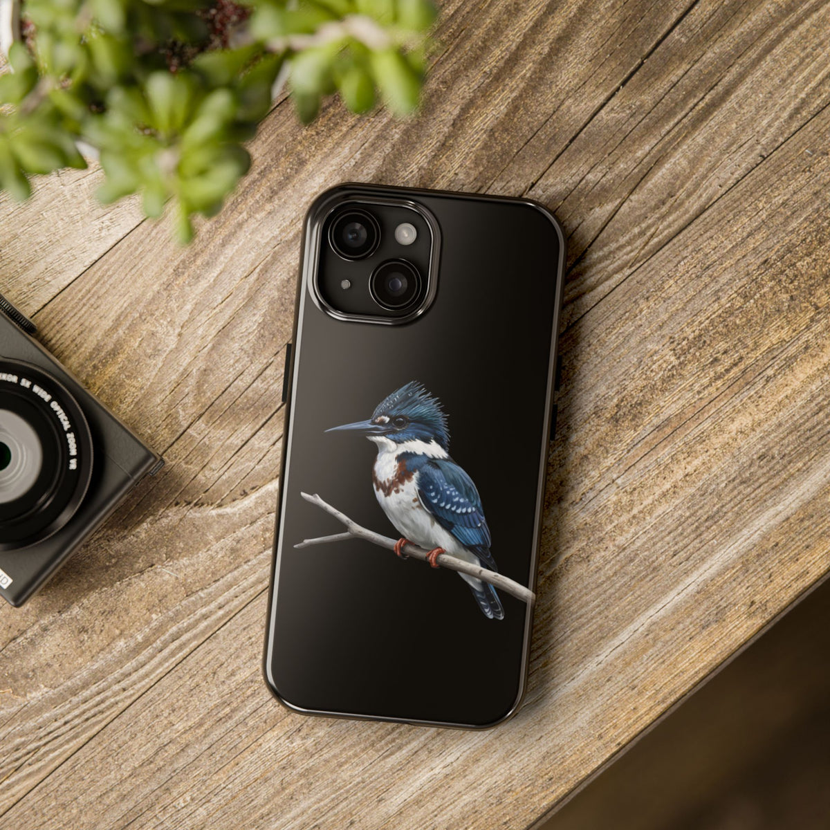 Belted Kingfisher iPhone Case – Premium Tough Phone Cover Black