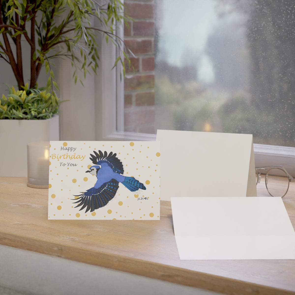 Blue Jay Birthday Cards – Card – Premium Matte Bird Greeting