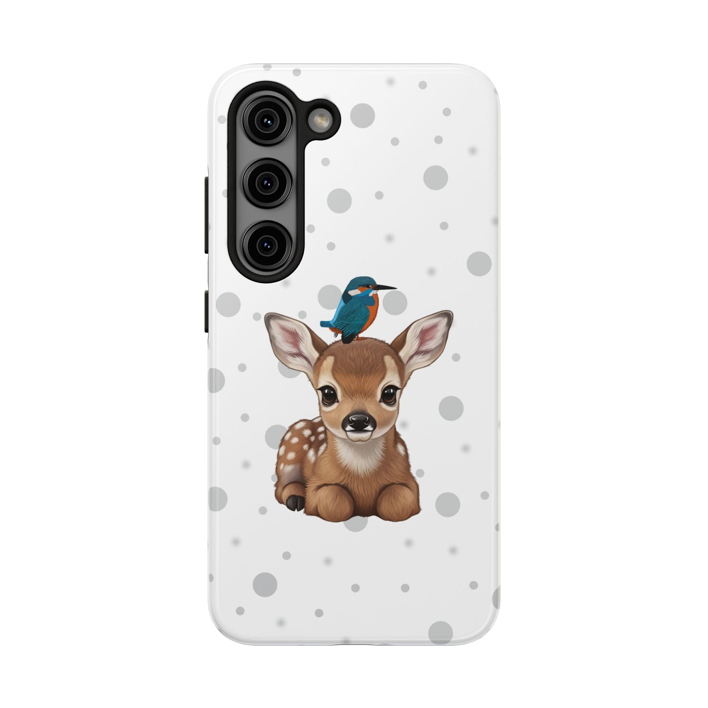 Cute Fawn with a Kingfisher Animal iPhone Case - Dual-Layer PC/TPU Protective Cover for iPhone