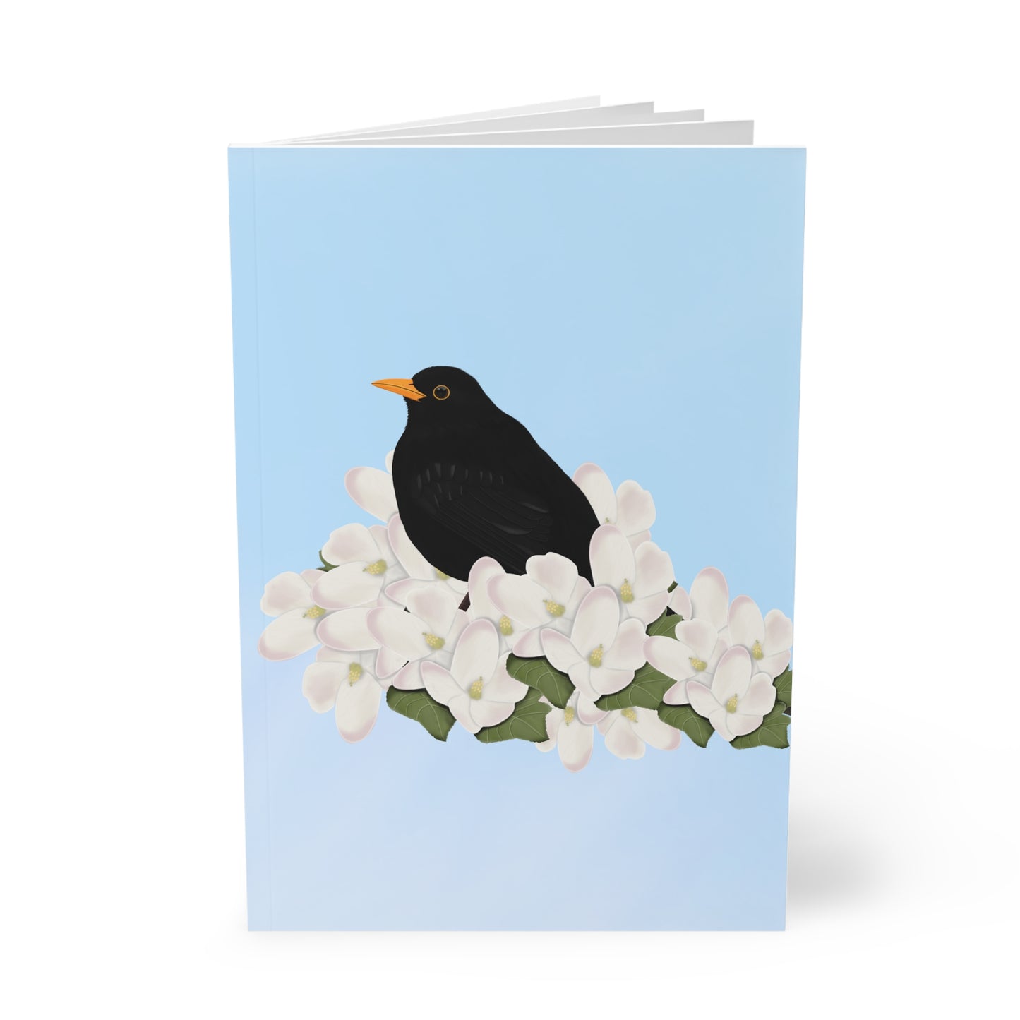 Amsel im Frühling A5 Vogel Softcover Notizbuch 150 Seiten Liniert
