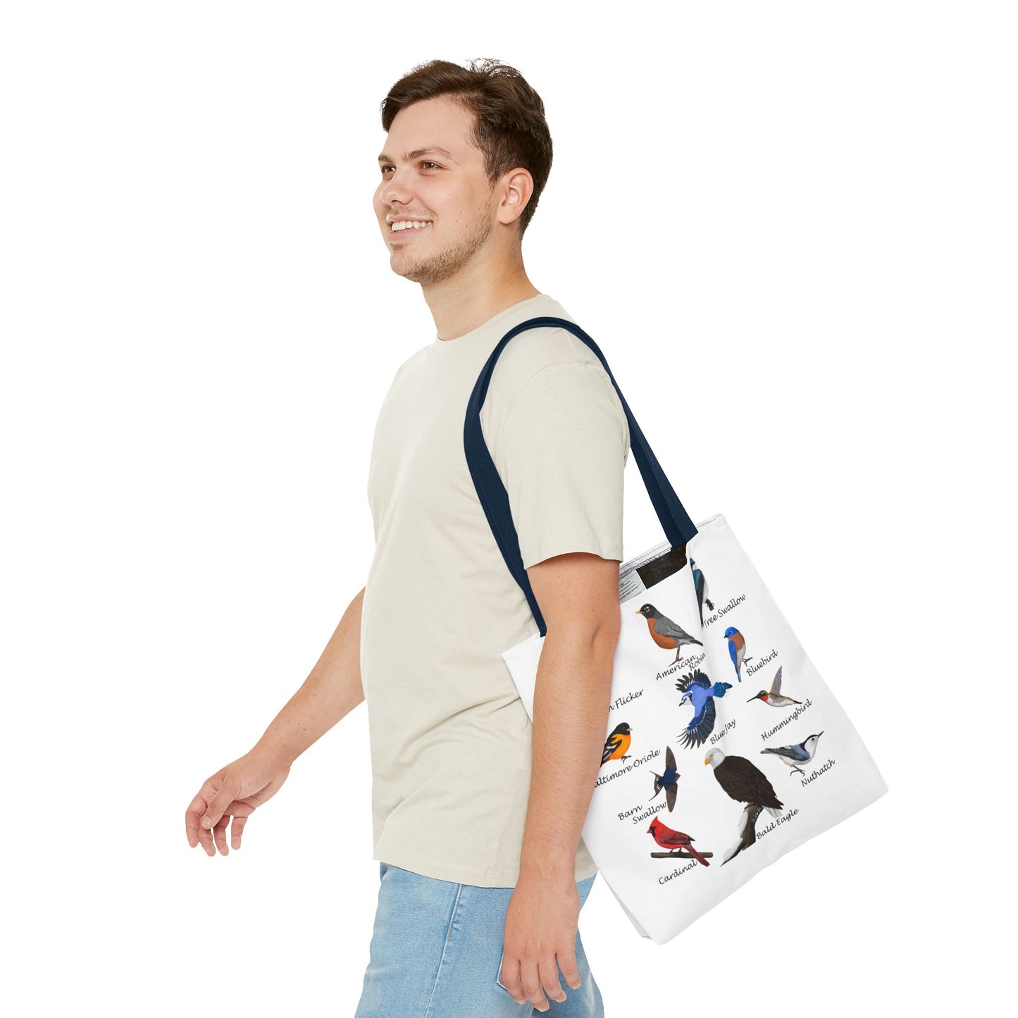 Backyard Birds Tote Bag 16"x16" Blue Jay Cardinal Bluebird Hummingbird for Bird Lovers