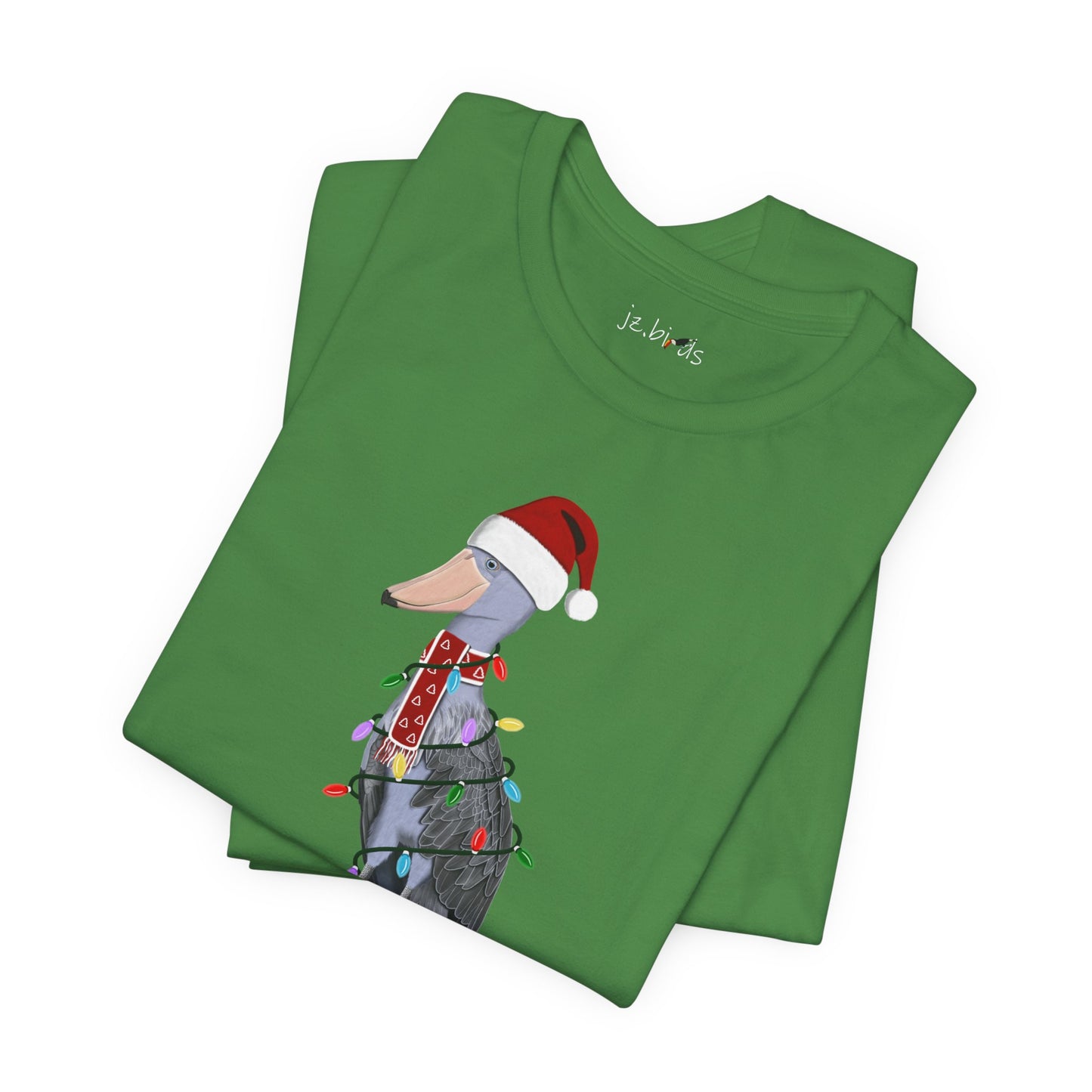 フェアリーライト付きハシビロコウのクリスマスバードTシャツ