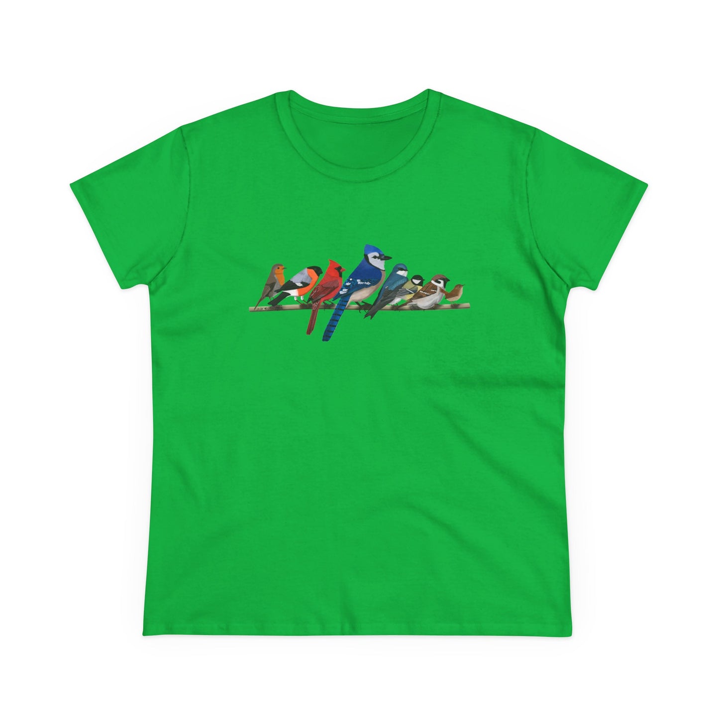 Birds on a Branch Blue Jay Cardinal Bullfinch Bird Design for Birdwatchers and Bird Lovers Women's T-Shirt