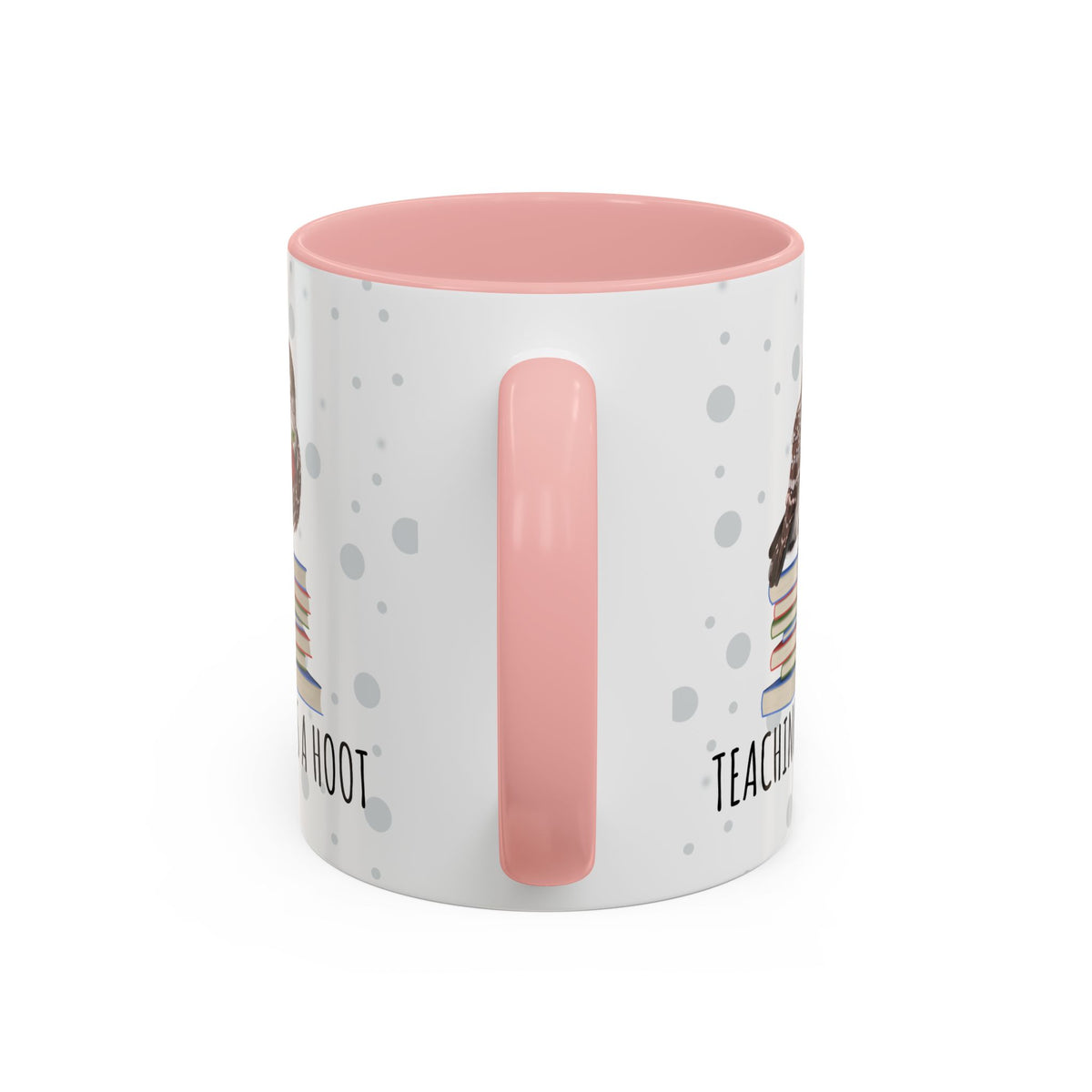 Cute Owl on Books Teacher Mug – Teaching is a Hoot – Two-Tone Classroom Coffee Cup