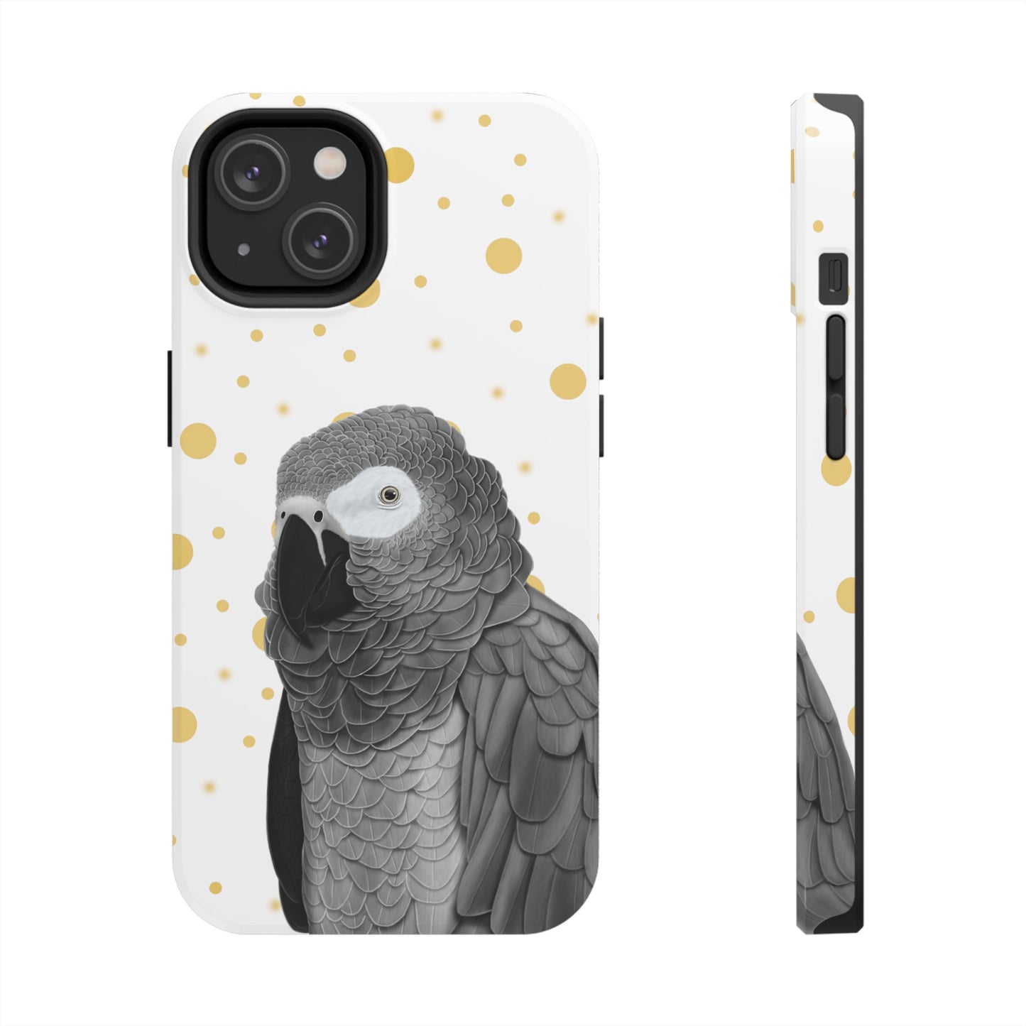 Grey Parrot Bird Art Tough Phone Case White