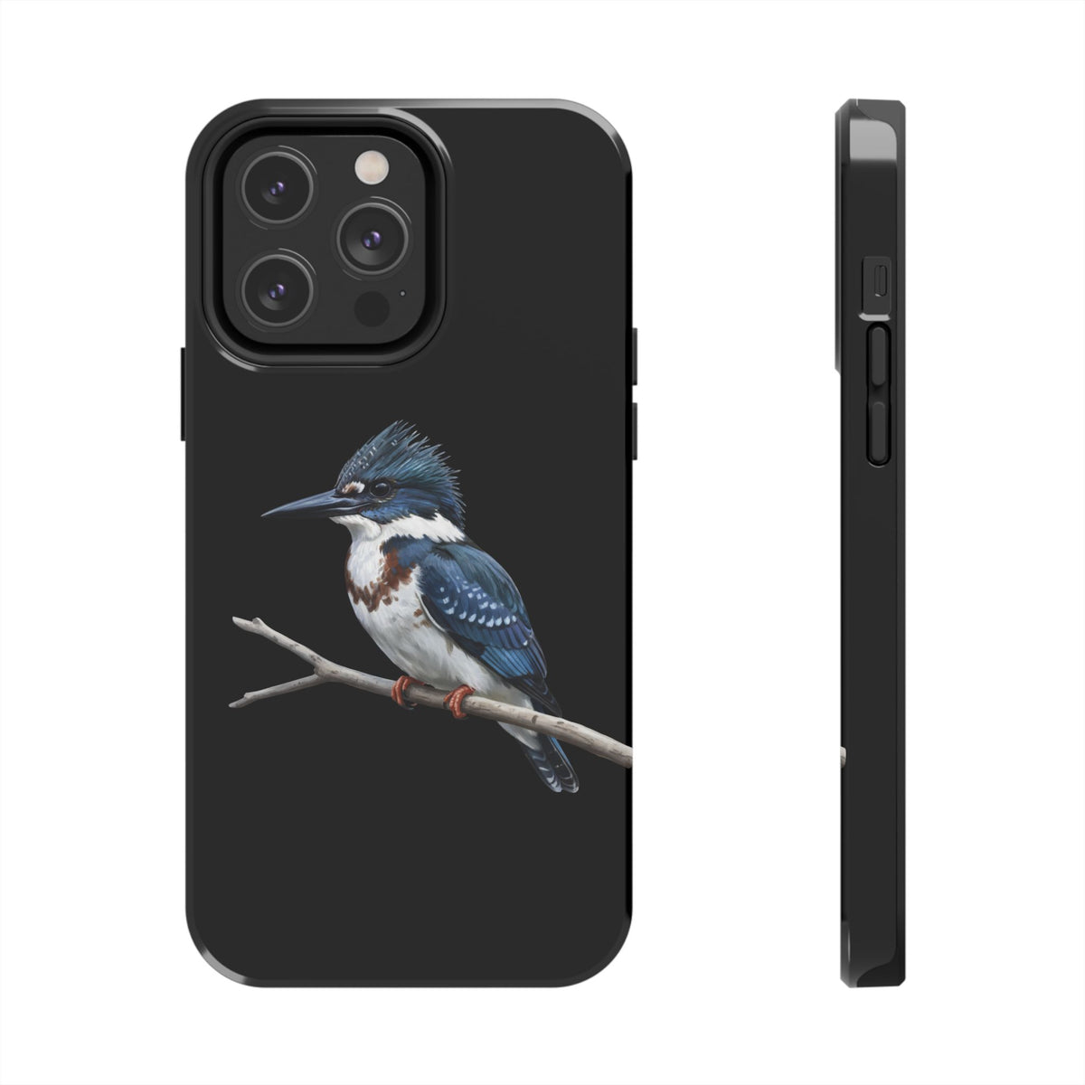 Belted Kingfisher iPhone Case – Premium Tough Phone Cover Black