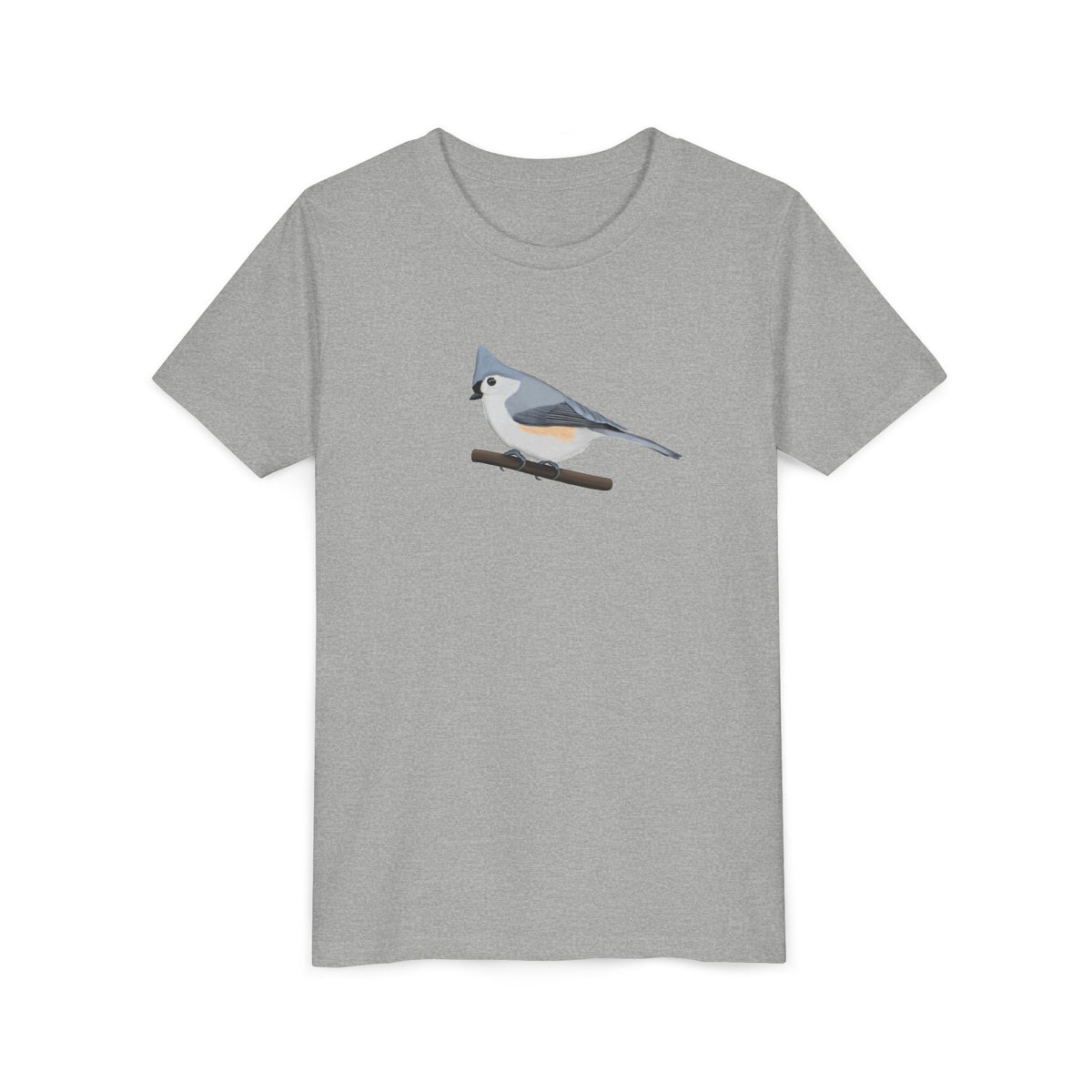 Tufted Titmouse Kids T-Shirts on Bright Clothing background