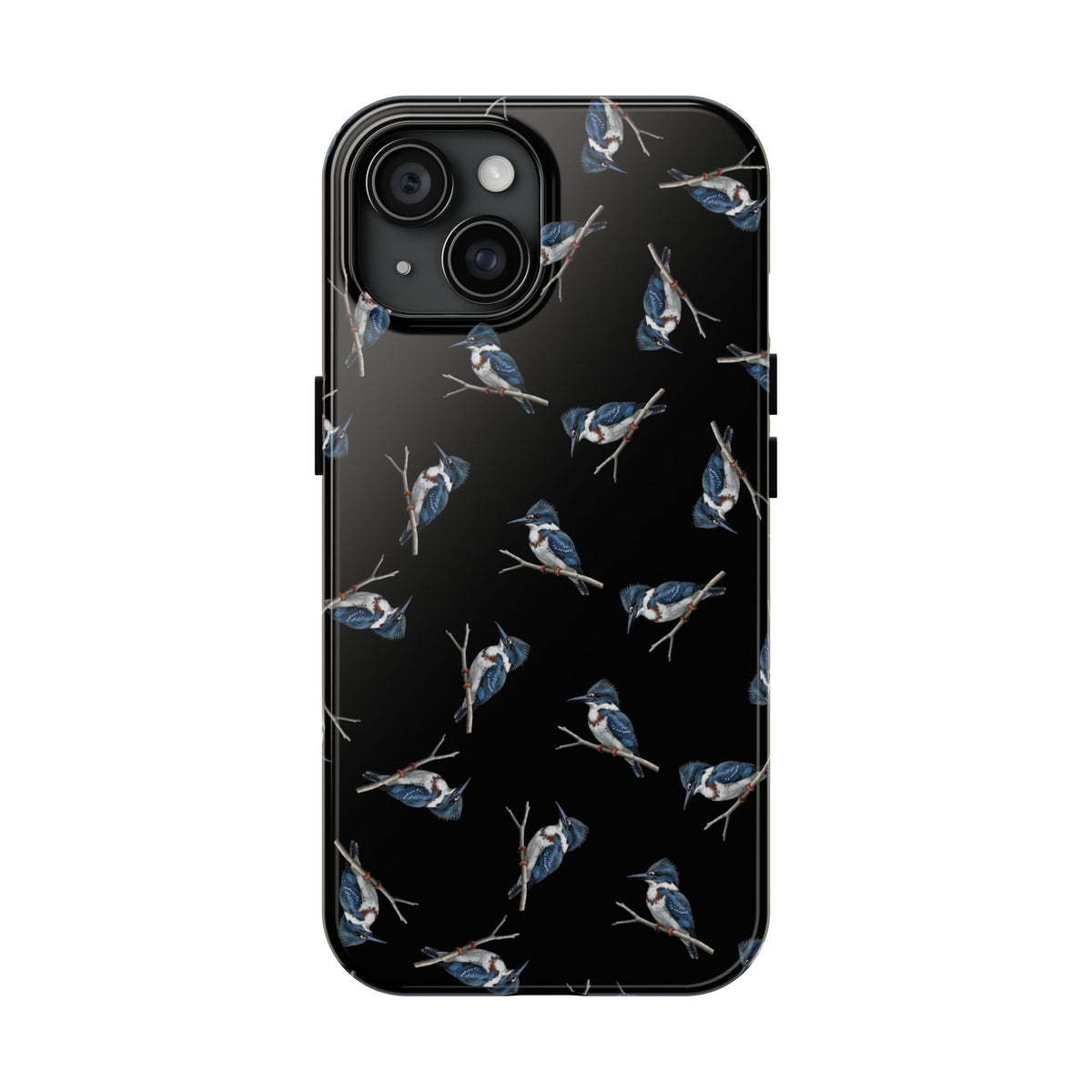Belted Kingfisher iPhone Case Black – Premium Tough Phone Cover for Bird Lovers
