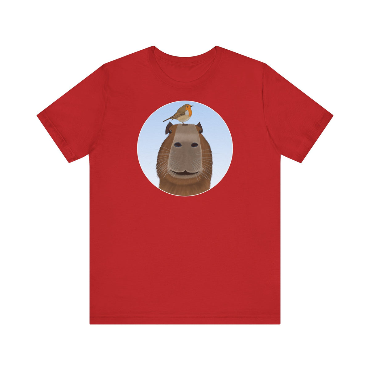 Capybara mit Rotkehlchen Lustiges Vogel T-Shirt – bird graphic tee,