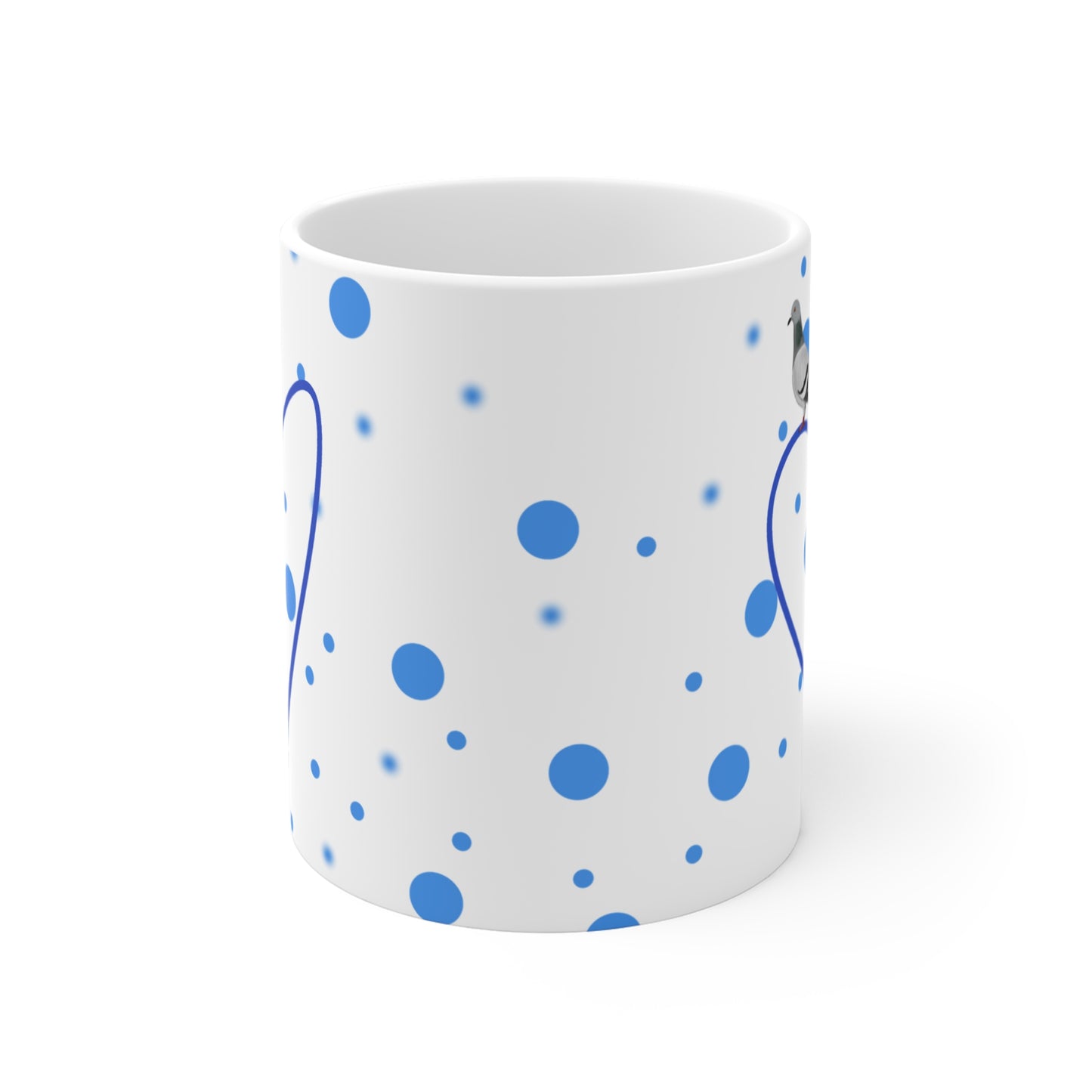 Pigeon Valentine's Day Bird Mug 11oz Blue Heart