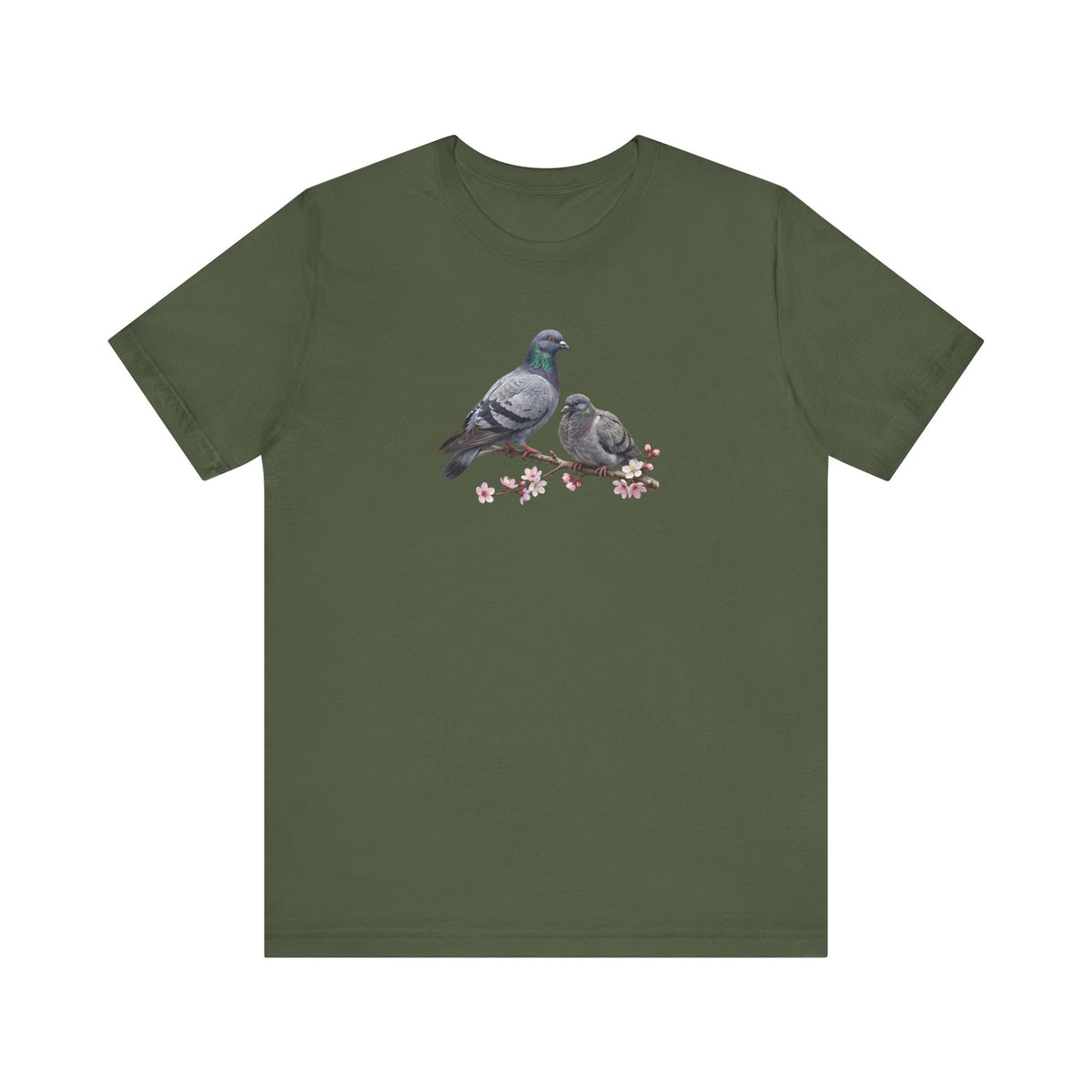 Pigeon & Fledgling T-Shirt | Spring Blossoms Unisex Graphic Tee