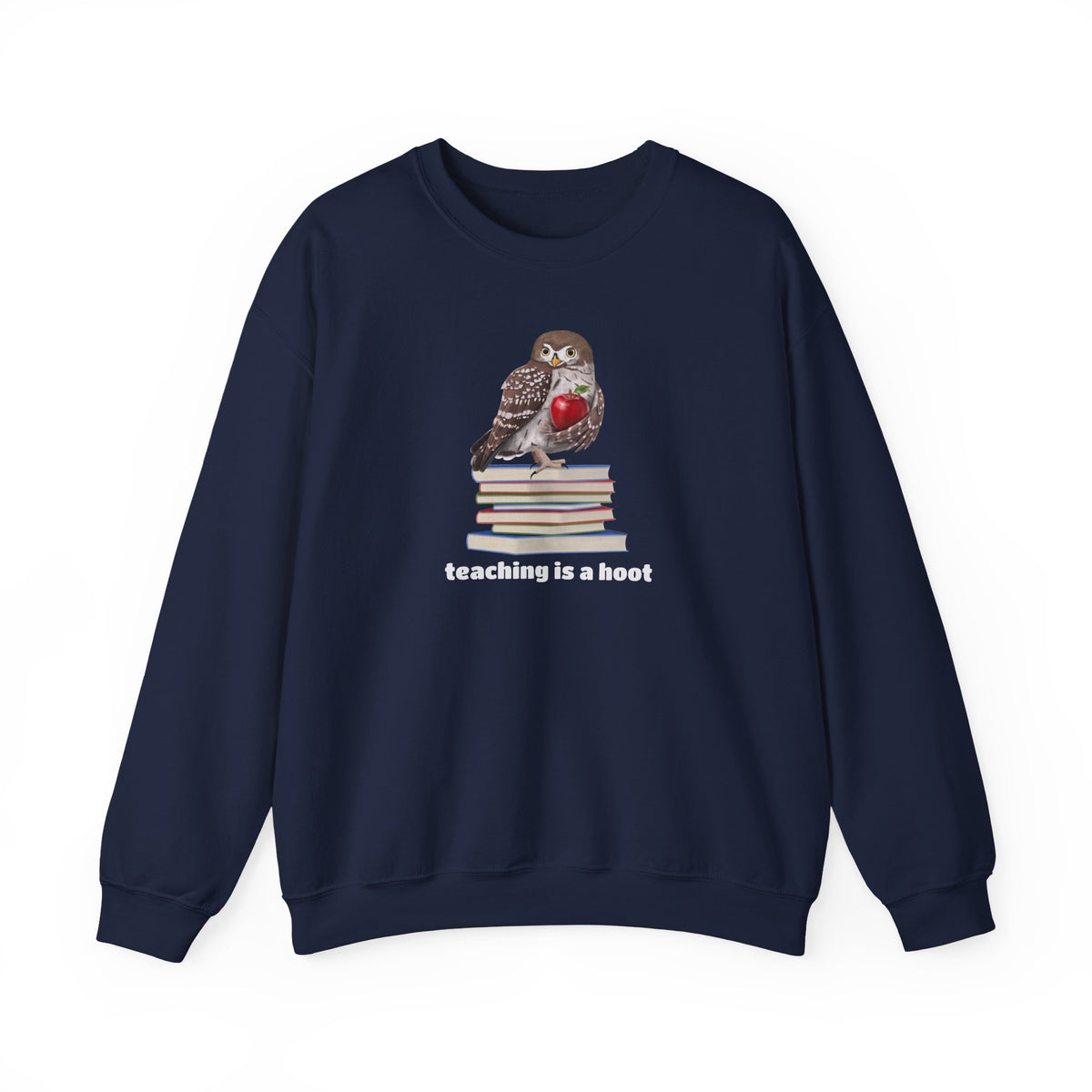 Cute Owl on Books Teacher Sweatshirt – Teaching is a Hoot – Cozy Back to School Aesthetic