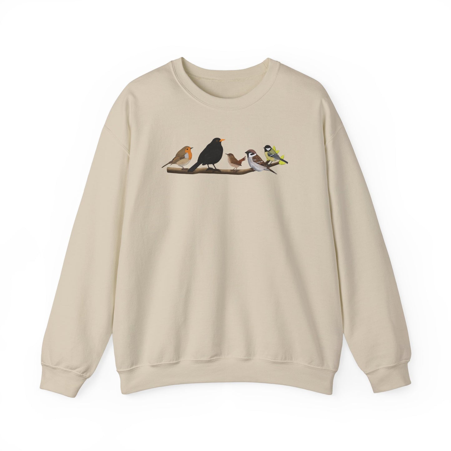 Vögel auf einem Ast Vogel Sweatshirt Amsel Rotkehlchen Kohlmeise Zaunkönig Spatz