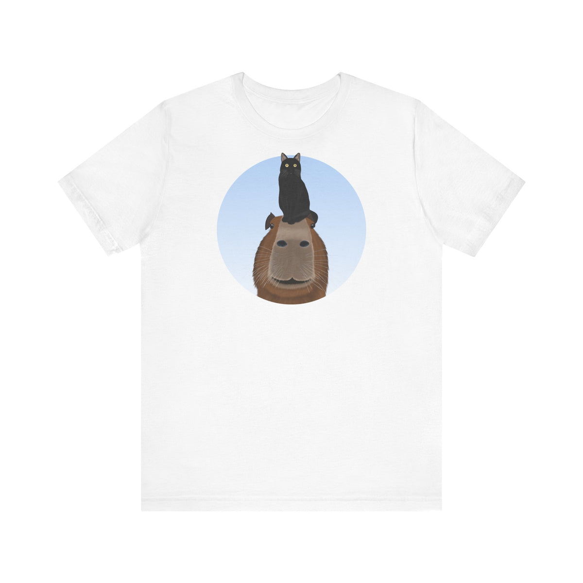 Capybara mit Schwarzer Katze T-Shirt