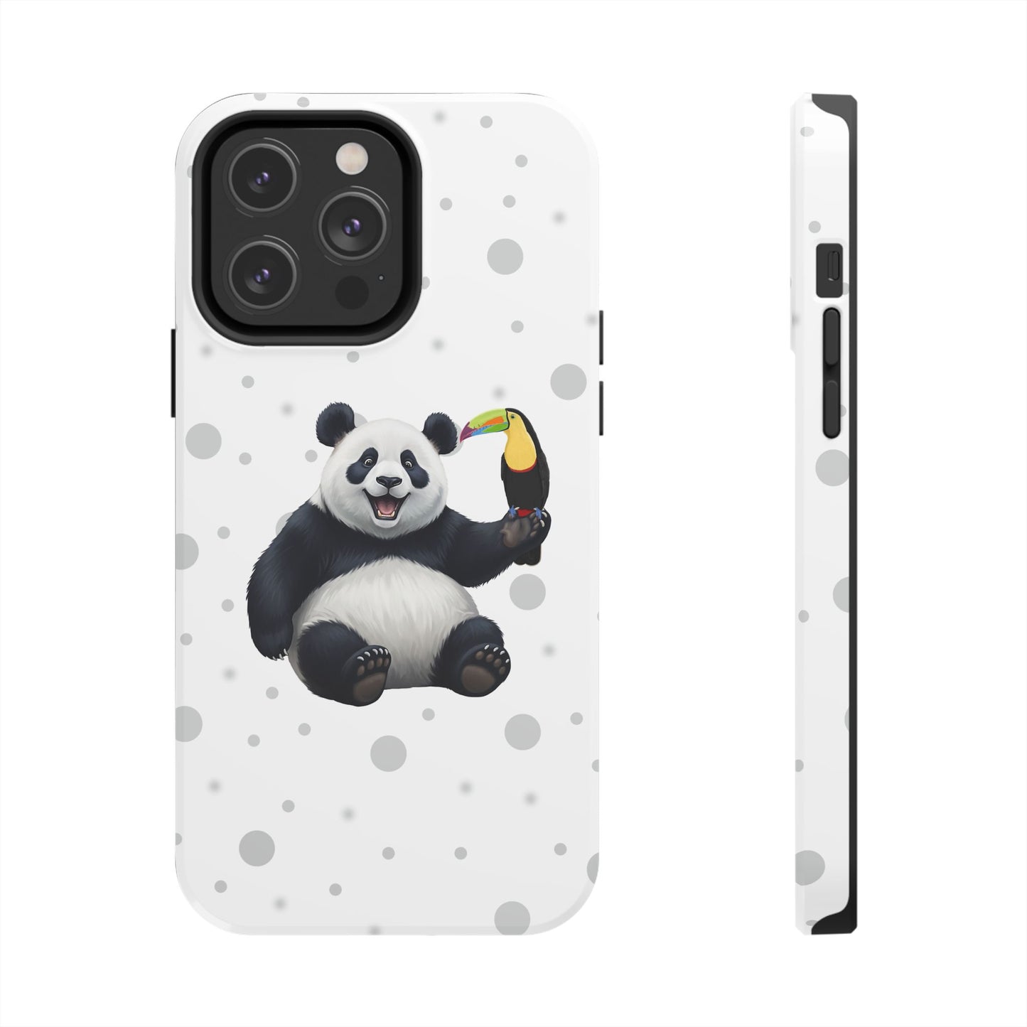 Cute Panda Bear with a Toucan Animal iPhone Case - Dual-Layer PC/TPU Protective Cover for iPhone