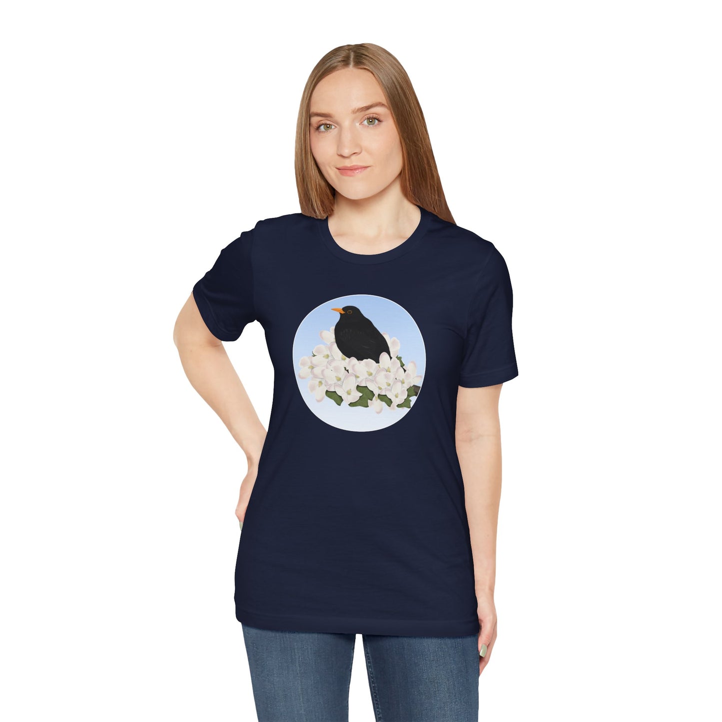 Blackbird and Spring Apple Blossoms Bird T-Shirt