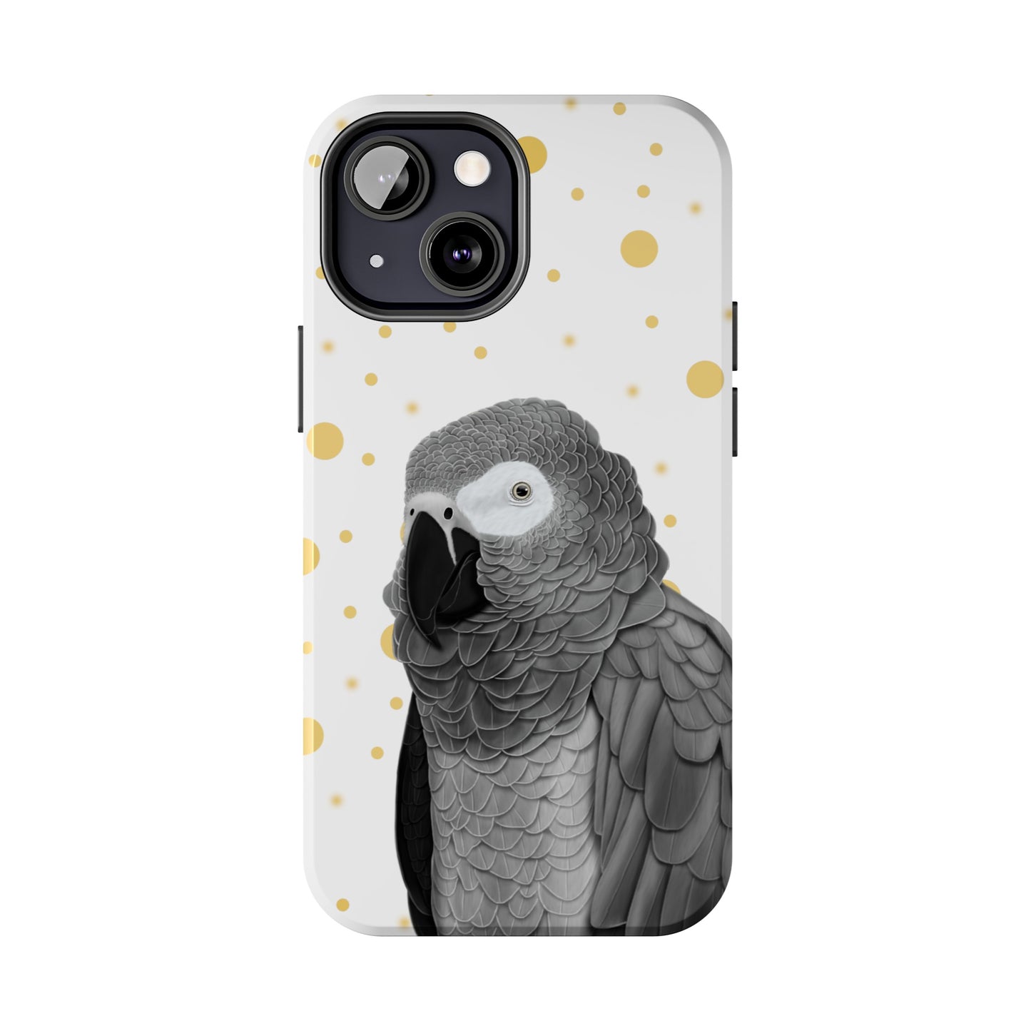 Grey Parrot Bird Art Tough Phone Case White
