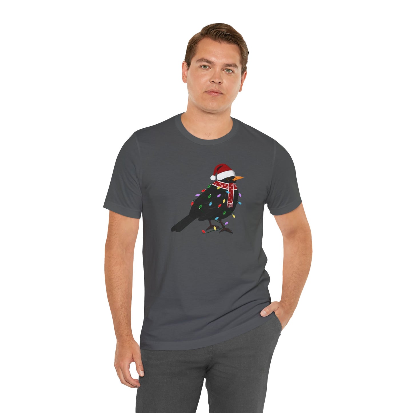 Blackbird with Fairy Lights Christmas Bird T-Shirt