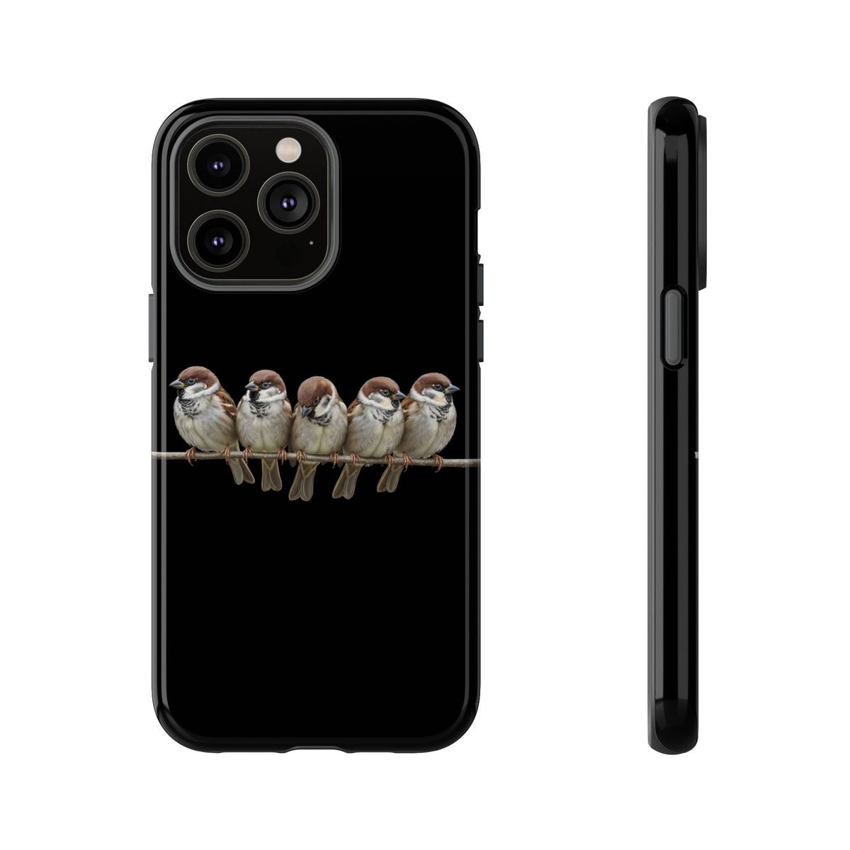 Codirosso su un ramo Cover premium per cellulare – Doppia protezione e stampa integrale, nera