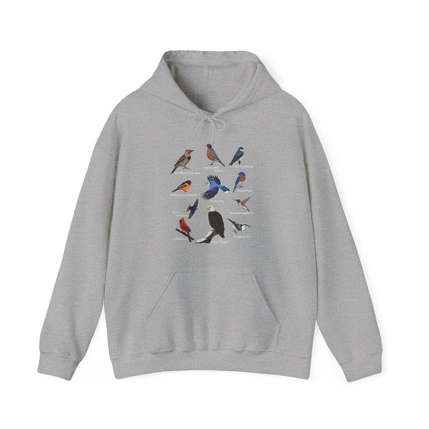Hummingbird, Blue Jay, Cardinal, Robin and Eagle Hoodie – bird DTG style