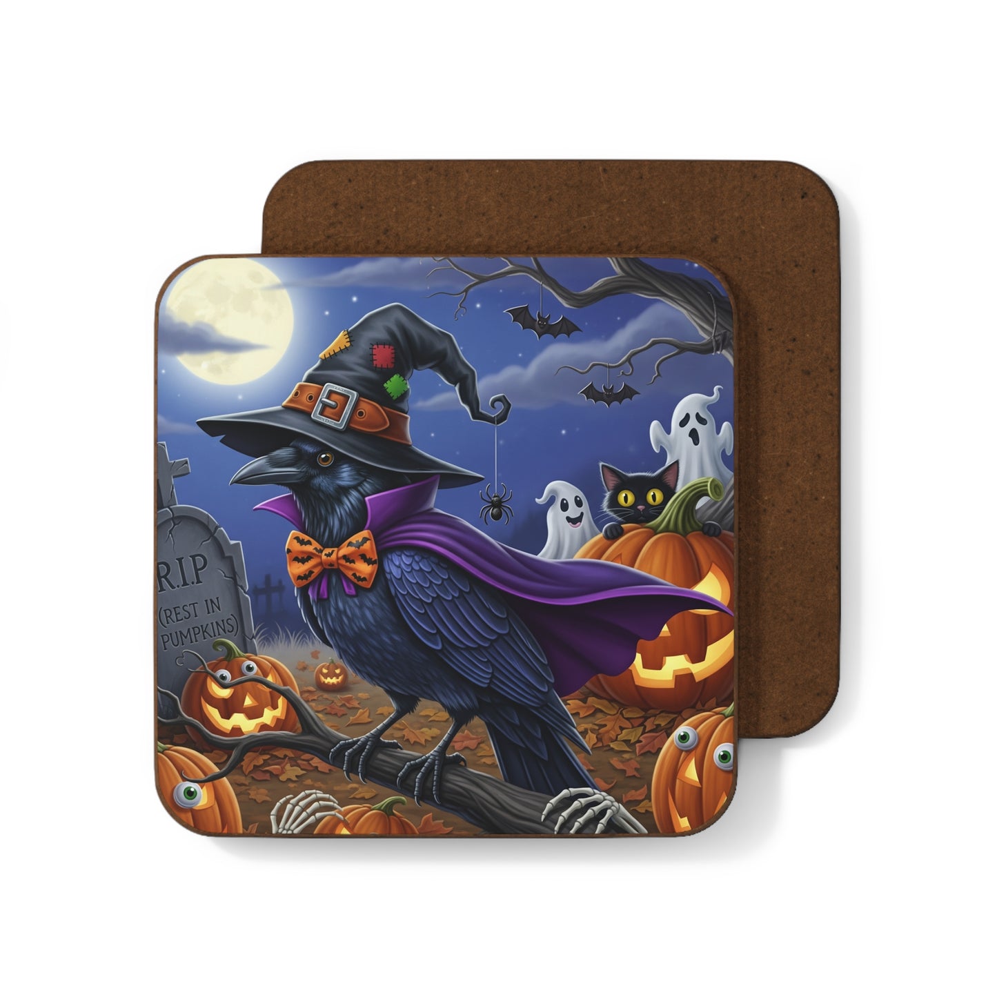 Halloween Bird Coasters | Raven & Cat Funny Design Coasters