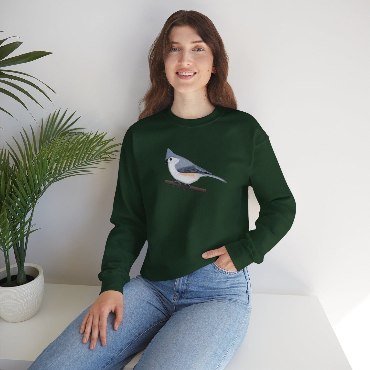 Tufted Titmouse Bird Watcher Biologist Crewneck Sweatshirt