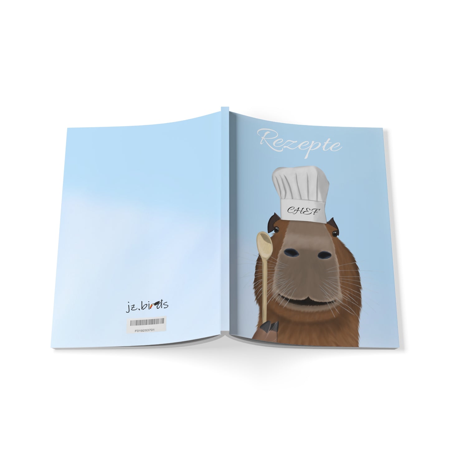 Capybara mit Kochmütze und Kochlöffel A5 Softcover Notizbuch 150 Seiten Liniert