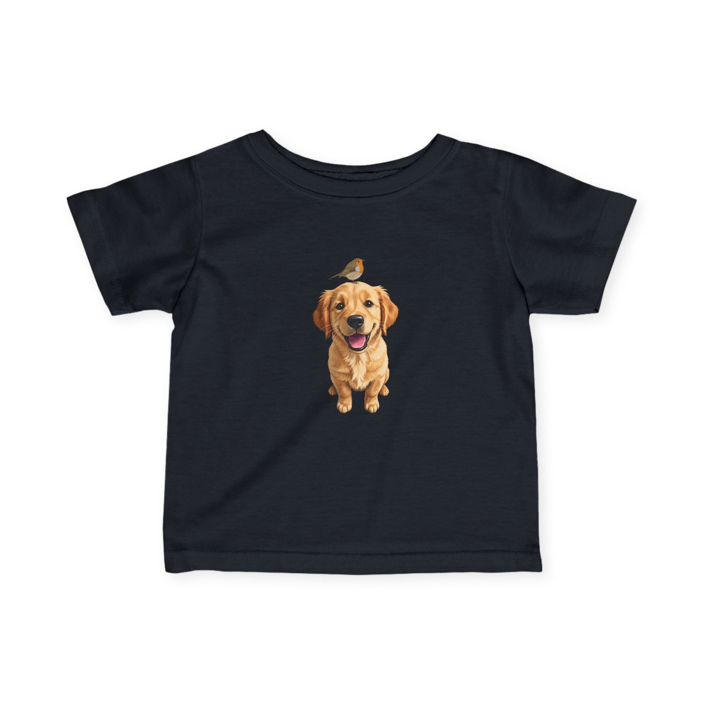 Golden Retriever Baby & Toddler T-Shirt with European Robin Bird