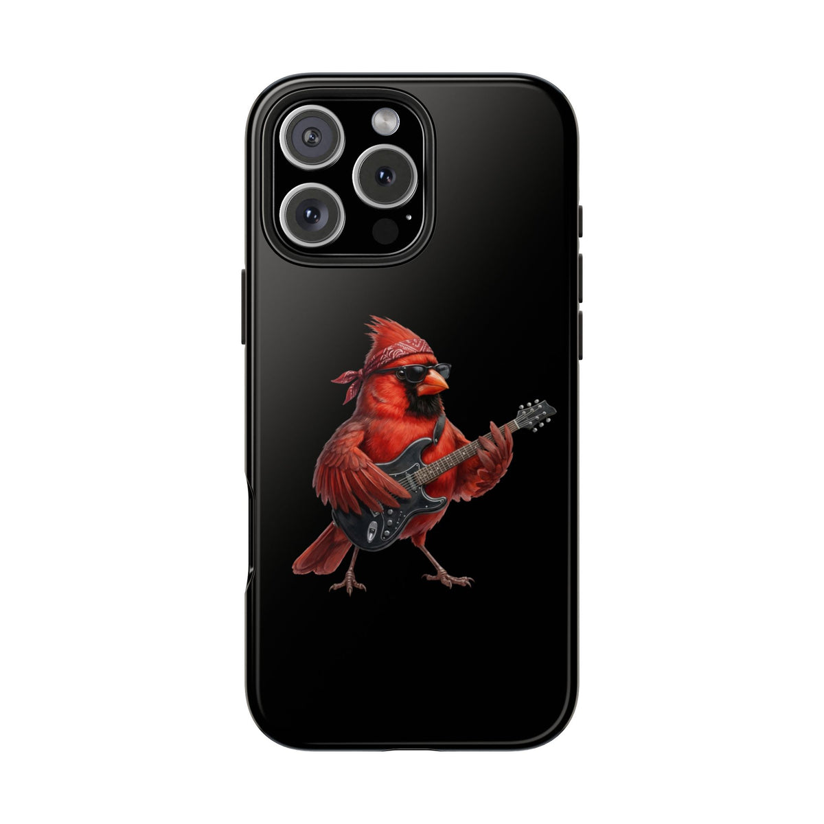 Cardinal with Guitar iPhone Case – Premium Tough Phone Cover Black