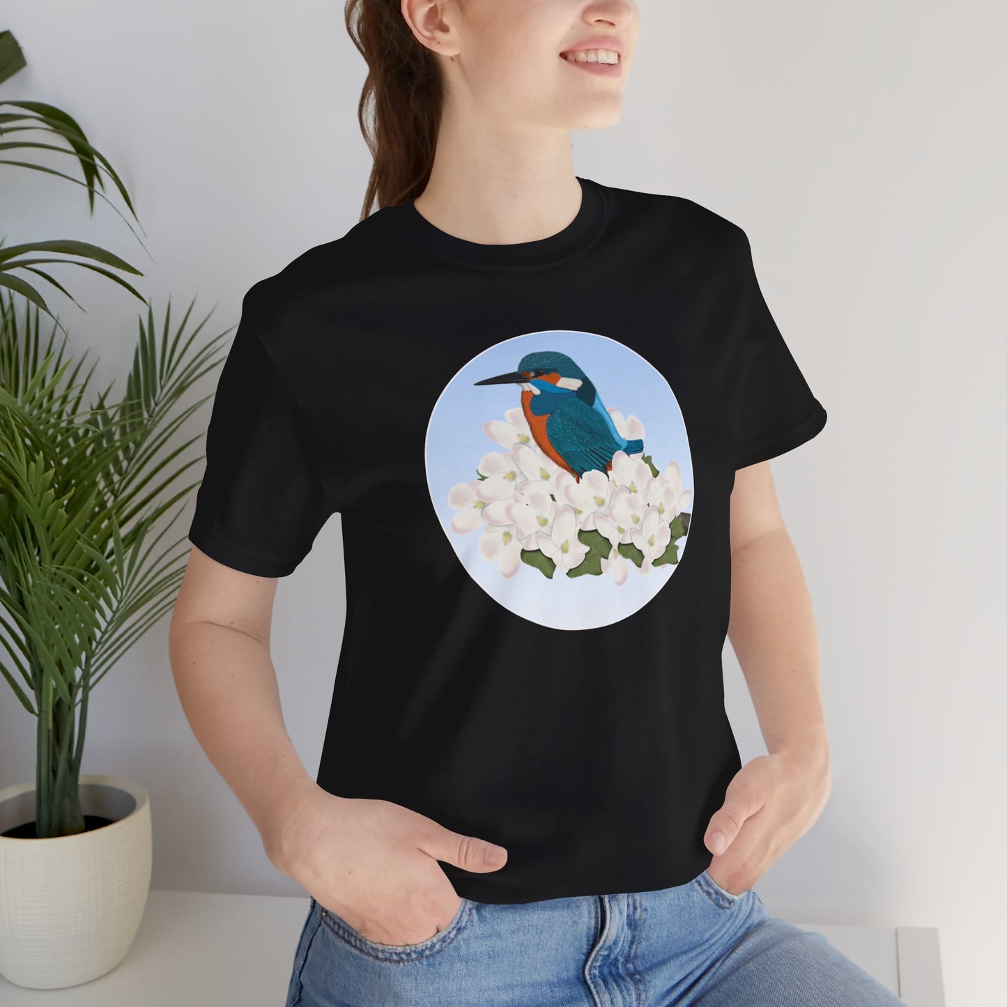 Kingfisher and Spring Apple Blossoms Bird T-Shirt