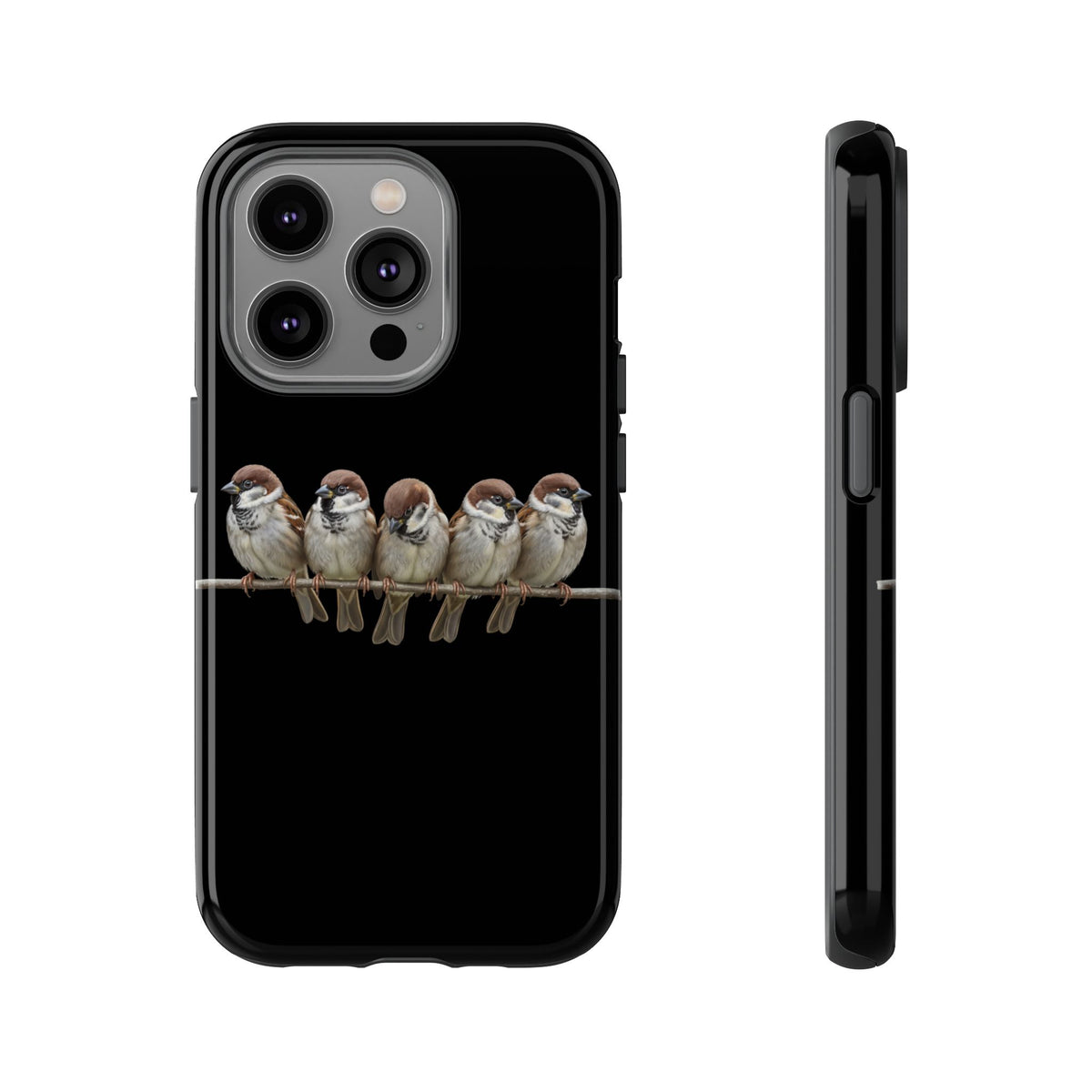 Codirosso su un ramo Cover premium per cellulare – Doppia protezione e stampa integrale, nera