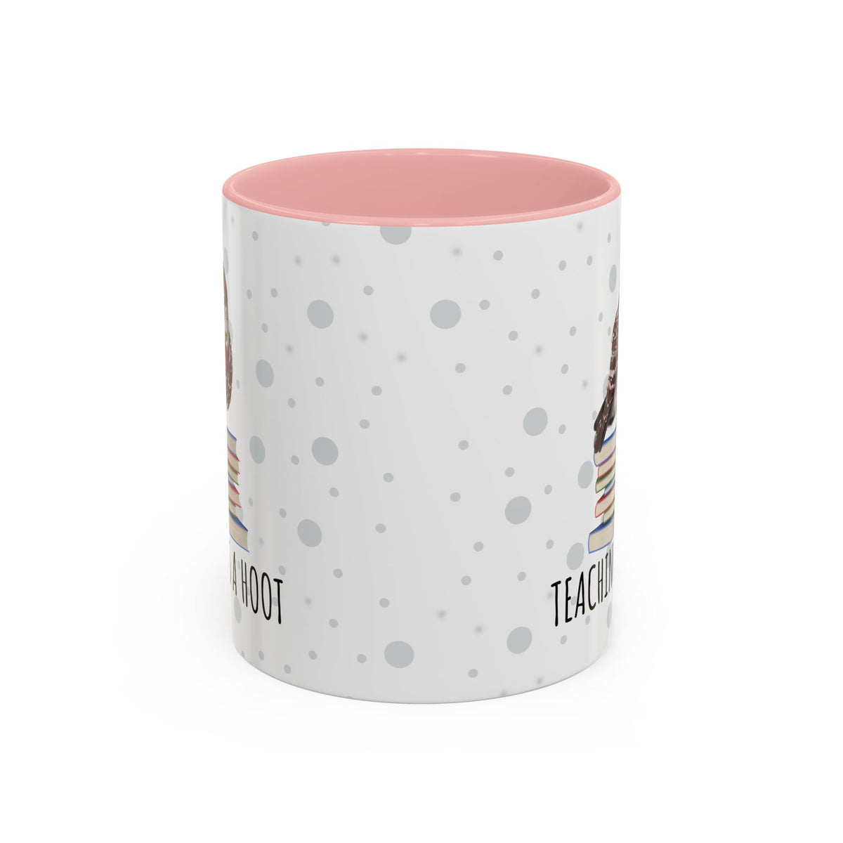 Cute Owl on Books Teacher Mug – Teaching is a Hoot – Two-Tone Classroom Coffee Cup