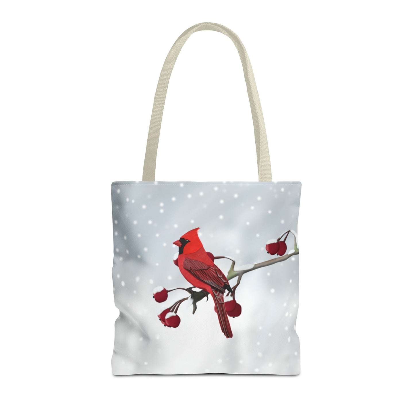 Cardinal on a Winter Branch Bird Tote Bag 16"x16" - jz.birds