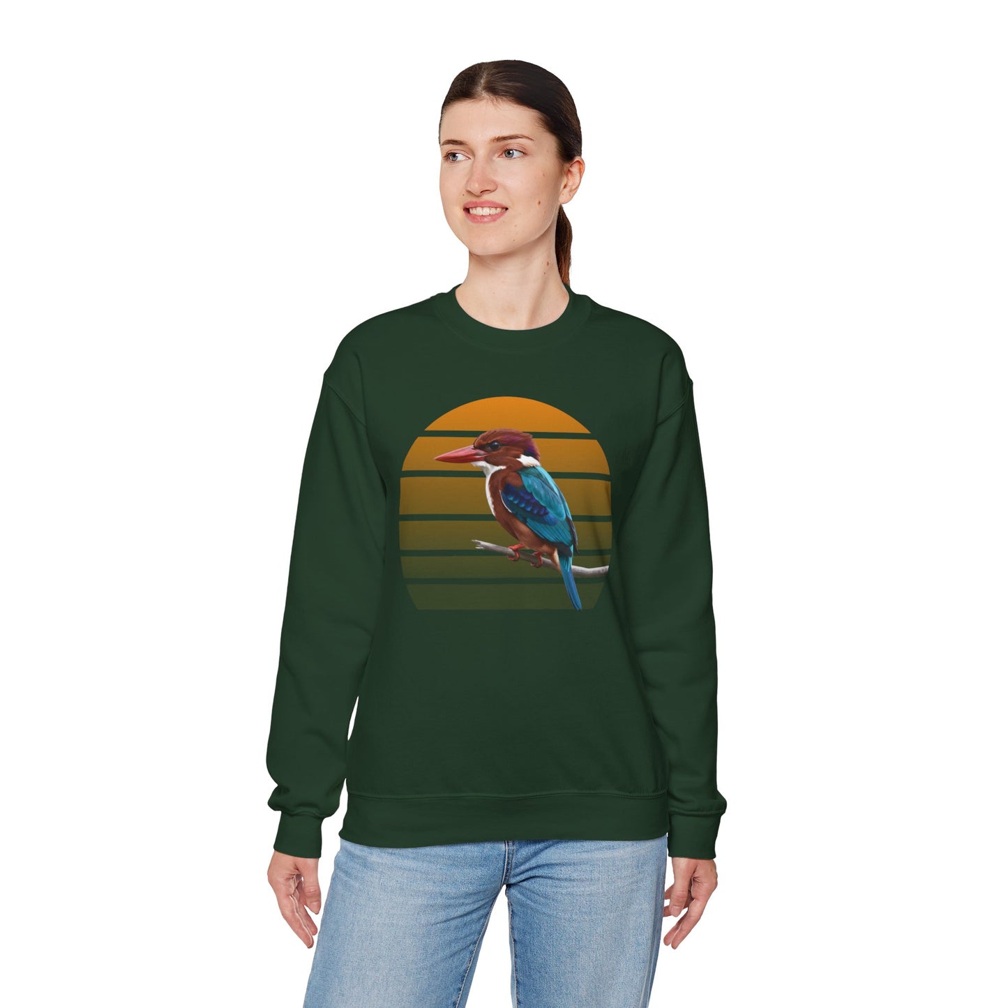 White-Throated Kingfisher Sweatshirt | Bird Watcher Crewneck | Unisex Songbird Gift for Bird Lovers