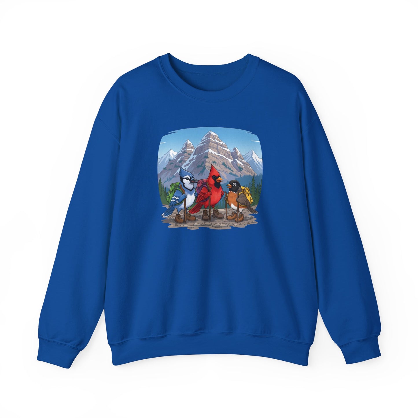 Birds Hiking Sweatshirt Funny Cardinal Robin Blue Jay on a Hike Bird Watchers & Bird Lovers