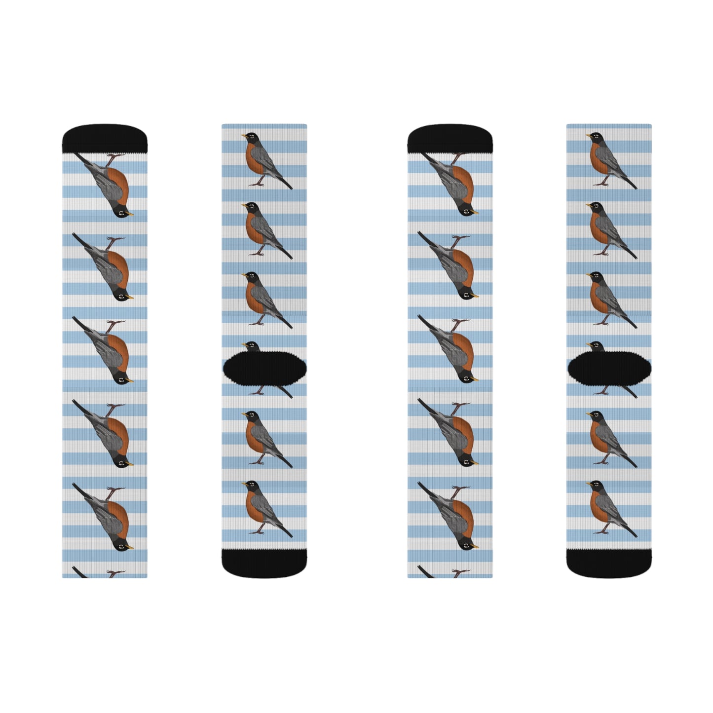 Robin Bird Blue White Striped Socks