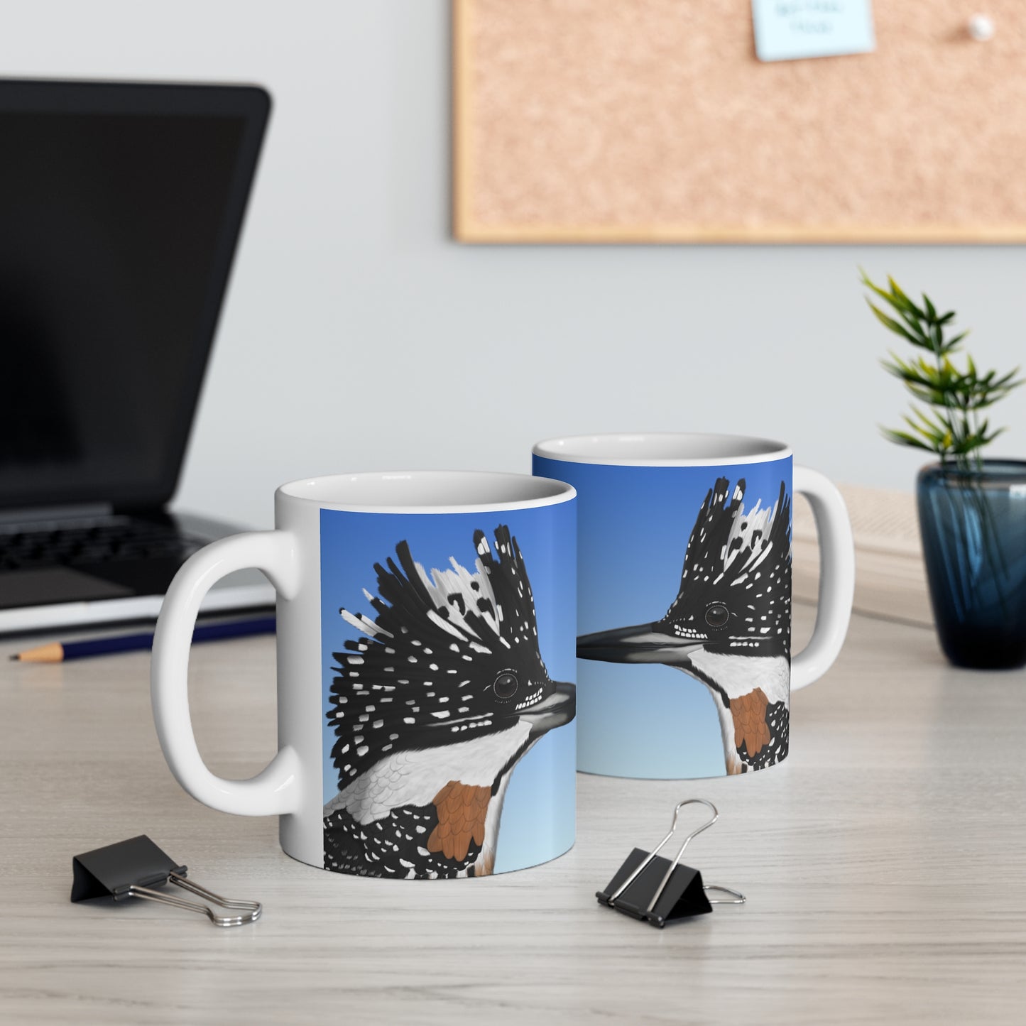 Crested Kingfisher Bird Ceramic Mug 11oz - jz.birds