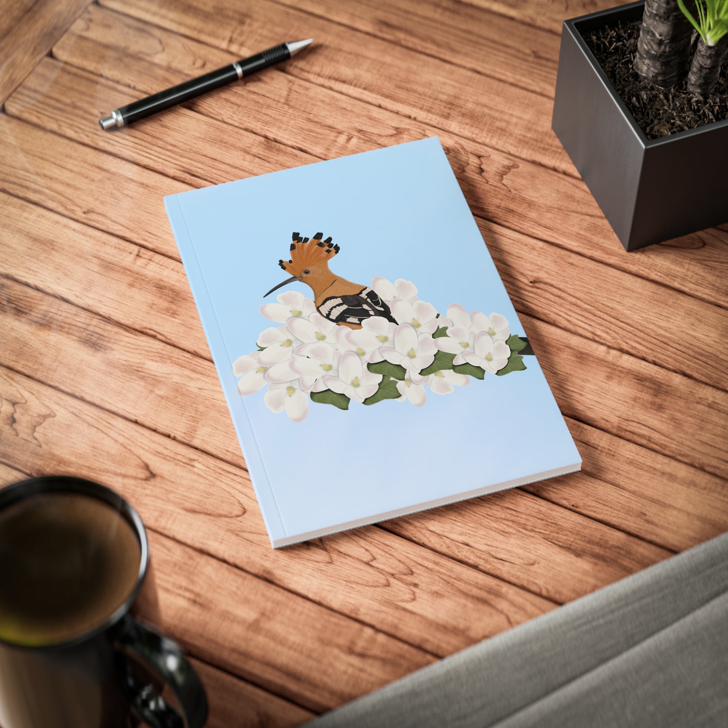 Wiedehopf im Frühling A5 Vogel Softcover Notizbuch 150 Seiten Liniert