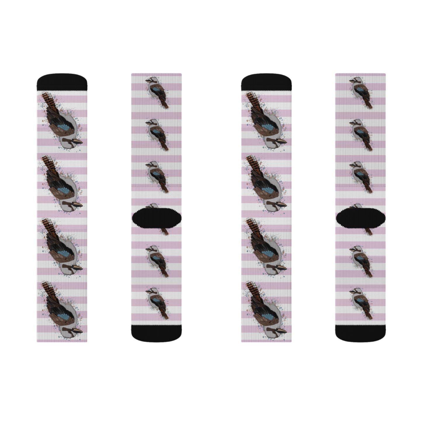 Kookaburra Bird Pink White Striped Socks