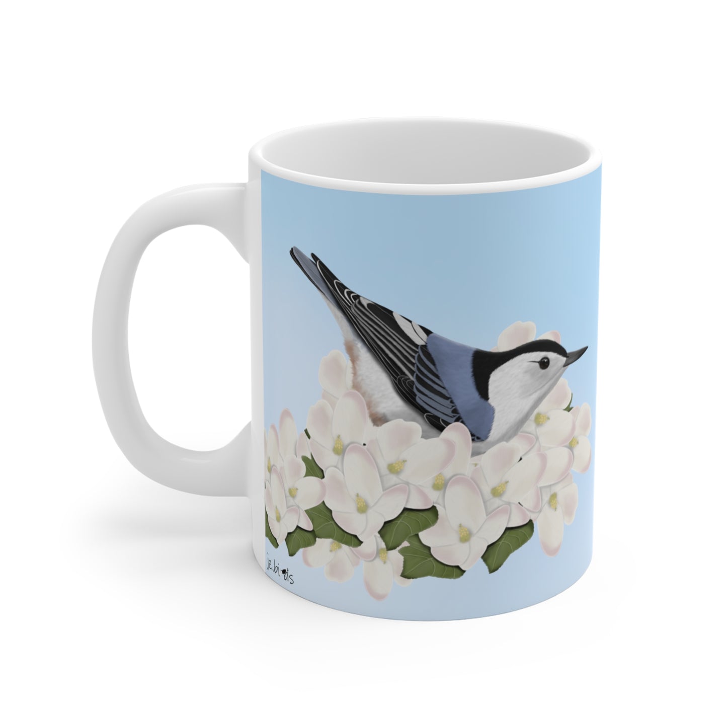 Nuthatch Apple Spring Blossoms Bird Ceramic Mug 11oz - jz.birds