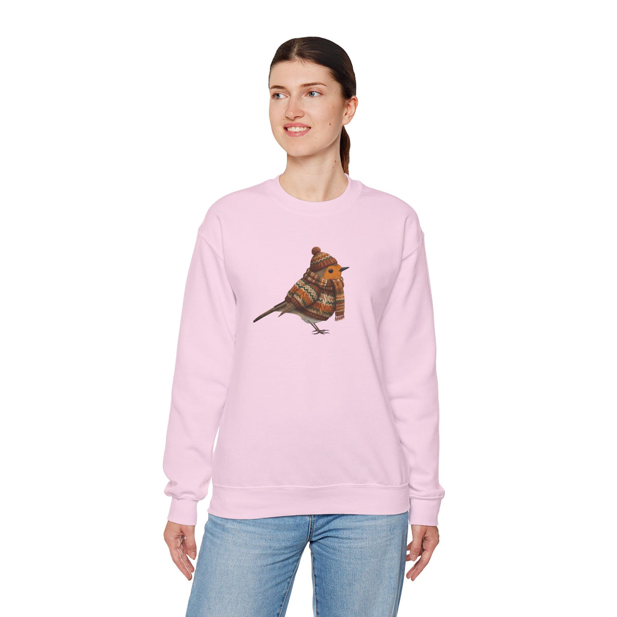 Robin Winter Sweatshirt | Bird Watcher Crewneck | Unisex Songbirds Wearing Knit Gift for Bird Lovers