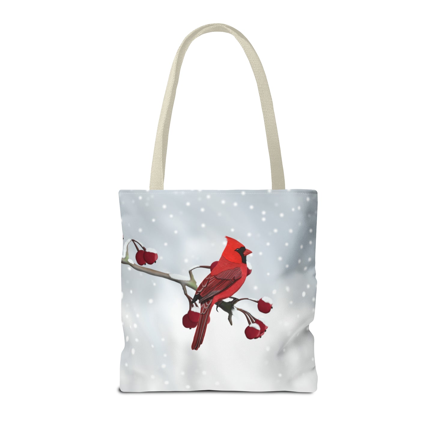 Cardinal on a Winter Branch Bird Tote Bag 16"x16" - jz.birds