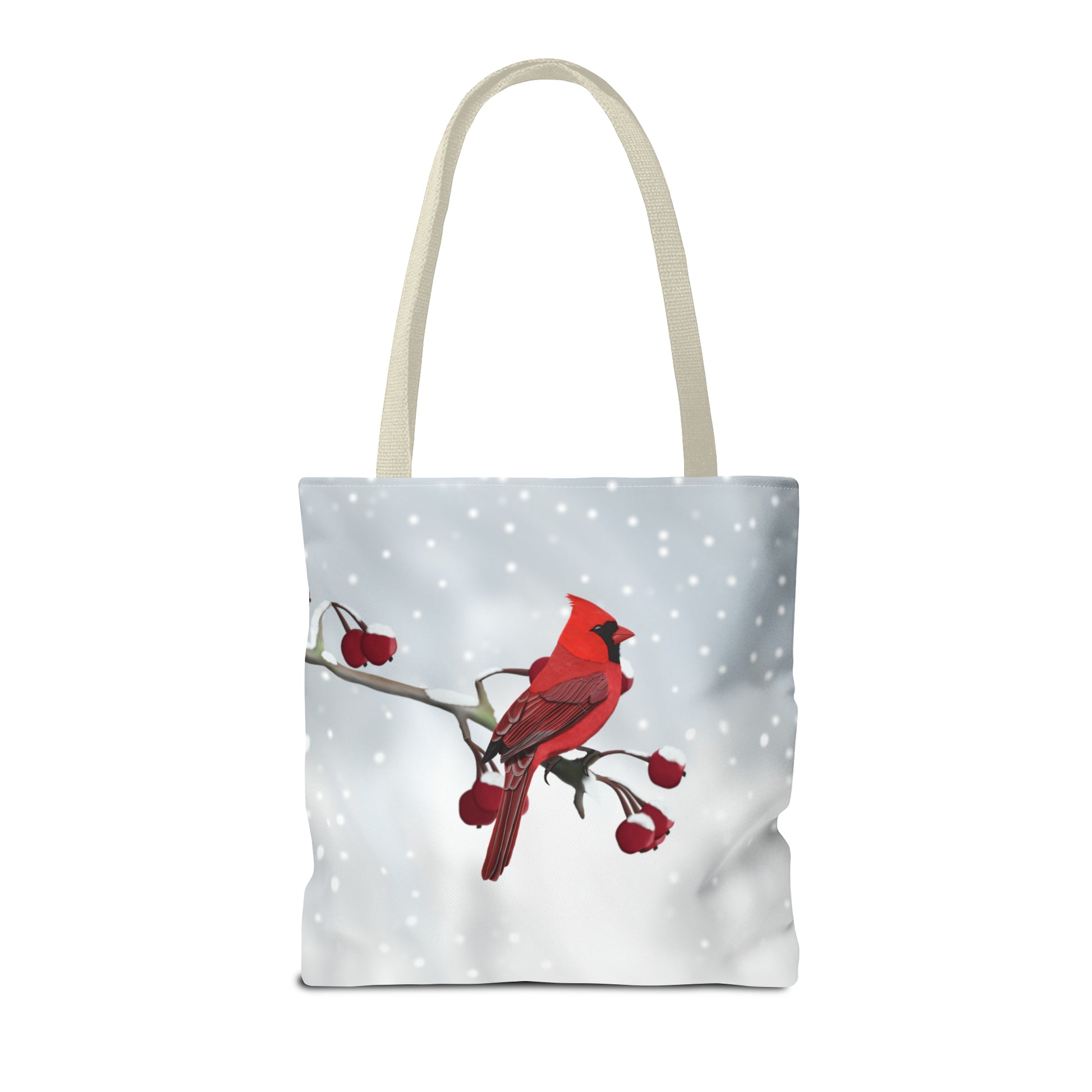 Cardinal on a Winter Branch Bird Tote Bag 16"x16" - jz.birds