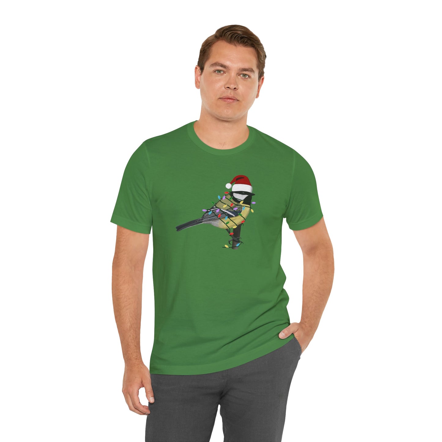 Chickadee with Fairy Lights Christmas Bird T-Shirt